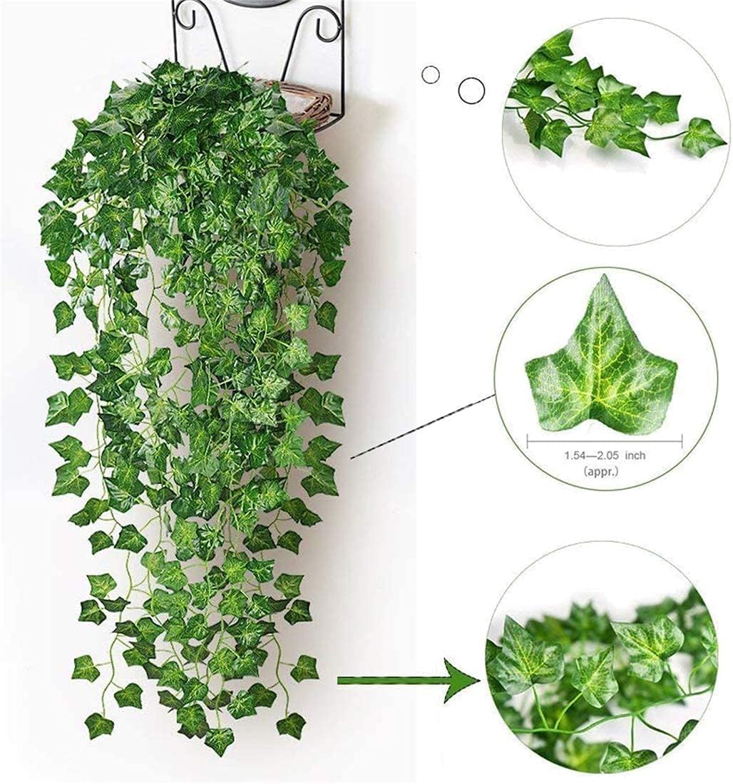 84 FT Artificial Ivy 12 Pack Ivy Vine Garland Ivy Leaves Greenery Garlands Clip Hanging Fake Leaf Plants Faux Green Flowers Decor Home Kitchen Garden Office Wedding Wall…