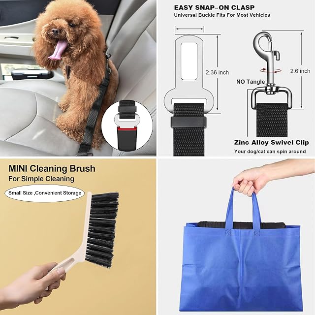 Foto 6 de 7 de Satisby Impermeable Funda Perros Coche universales -Funda Asientos Traseros Coche 137x 119cm，con cinturón…