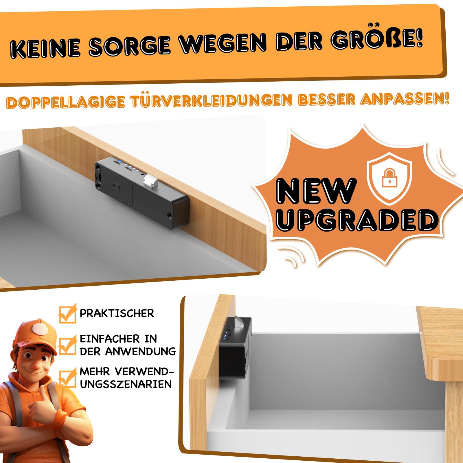 Anweller Smart Schubladenschloss, Elektronisches Schrankschloss Möbelschloss mit APP NFC Schloss Briefkastenschloss, Kindersicherung Schrank für Schrank Schublade Kasten Schließfächer Schwarz