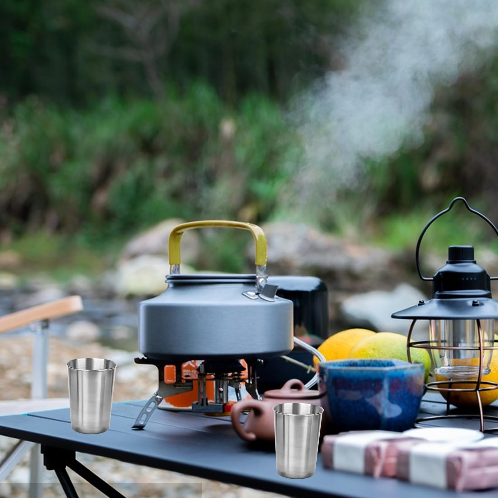 Bollitore da campeggio, 0,8 l, ultraleggero, in alluminio, portatile, con borsa per il trasporto, tazza per picnic, escursionismo