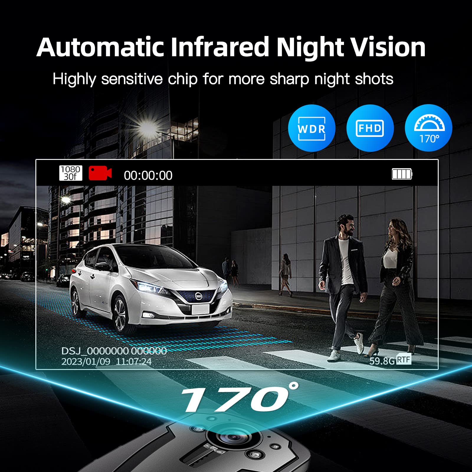 CAMMHD Cámara Corporal C8 128G 1296P con Grabación de Audio y Video, 11-12 Horas de Autonomía, Visión Nocturna Body Cam Resistente al Agua IP67, Memoria Ampliable, para Aplicación de la Ley, Seguridad