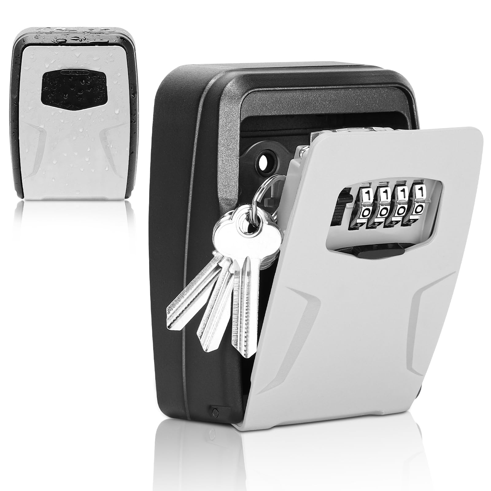 Cajetín Llaves con Código 4 Dígitos, Caja Llaves Pared Grande, Caja Seguridad Llave de Exterior, Guarda Llave Resistente e Impermeable para Casa, Garaje, Oficina y Jardín
