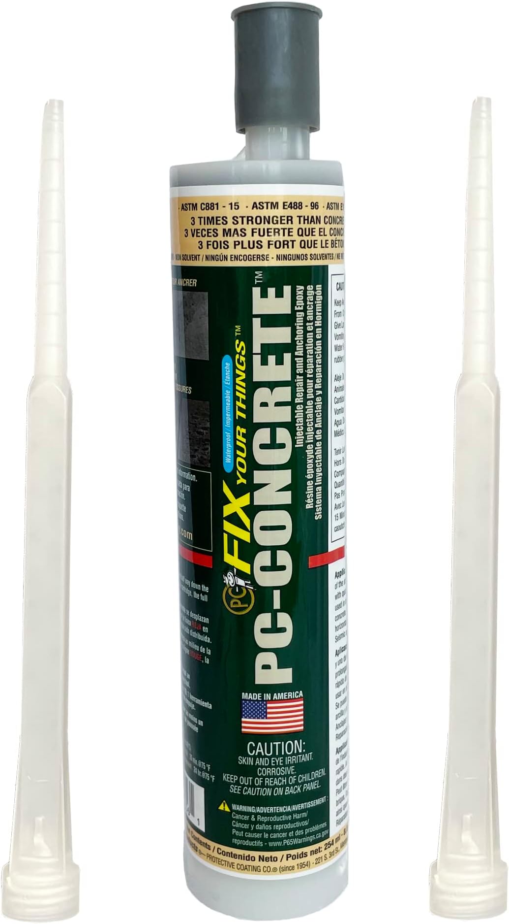 PC Products 72561 PC-Concrete Two-Part Epoxy Adhesive Paste for Anchoring and Crack Repair, 8.6 oz Cartridge, Gray