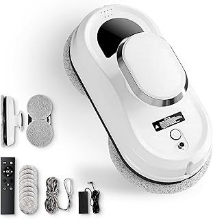 JUPPLIES Robot Limpiacristales Electrico 90W con Succión 5600Pa – Limpia Cristales para Ventanas con 3 Modos Automaticos, Control Remoto y Sistema Anticaida – Silencioso, 4min/m²