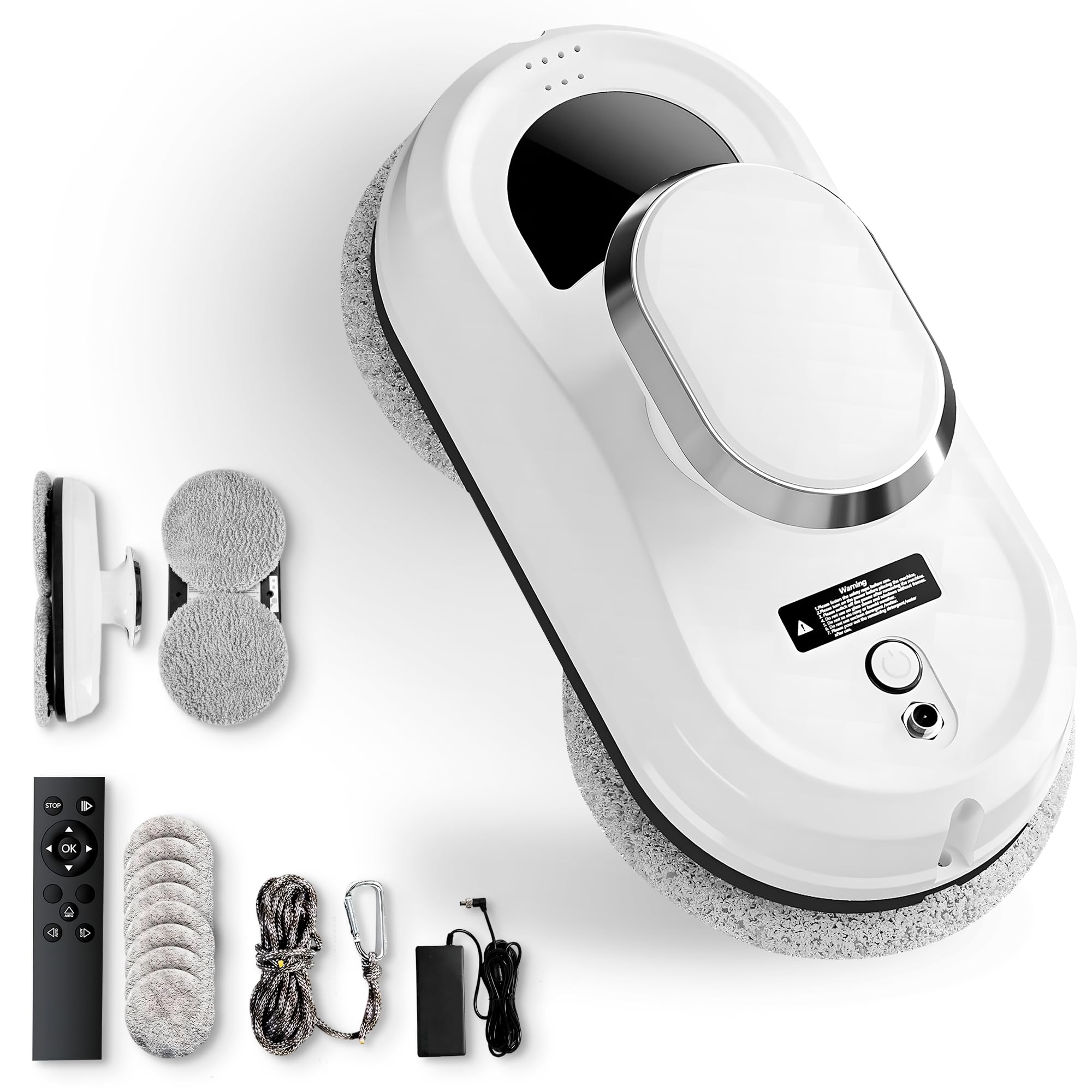 JUPPLIES Electric Window Cleaner Robot 90 W with Suction 5600Pa – Window Glass Cleaner with 3 Automatic Modes, Remote Control and Anti-fall System – Quiet, 4 min/m²