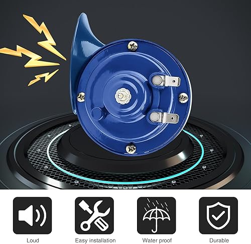Miniatura 9 de Pack-2 Car Snail Air Horn, 12V 300DB Stereo Sound Super Loud Warning Modification Horn, ABS + Metal Mini Size Waterproof and Rust-proof Honking