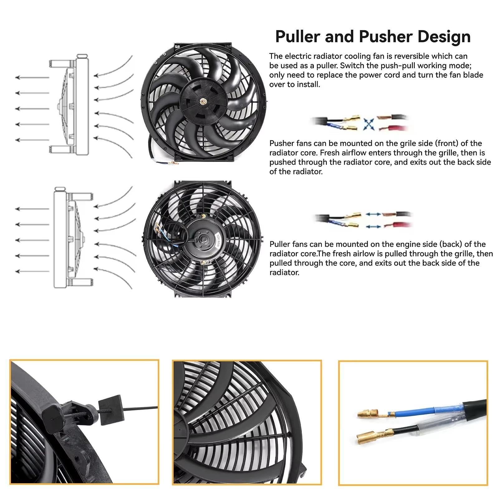 Ventilador Universal 12V 80W 9 Pulgadas 10 Ventilador de motor del coche