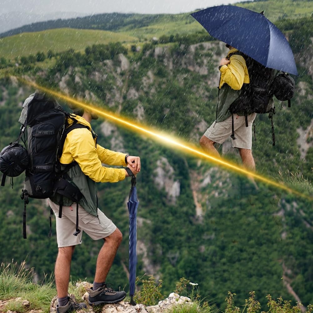 Laska spacerowa 2 w 1 z parasolem, Laska z regulowaną wysokością 86–96 cm, przenośna laska z parasolem, Antypoślizgowa, do nocnych wędrówek w deszczu,Camouflage,86~96cm/34~38inch