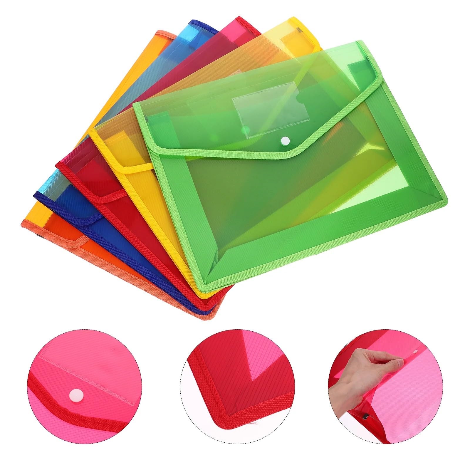 Plastikowe teczki na dokumenty A4 Przezroczysty zatrzaskowy organizer w stylu koperty 5 sztuk do szkolnego biura(3set)