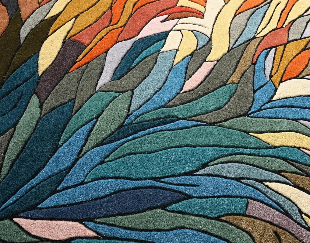 Handmade Irregular Shape Wool Area Rug – 100% Wool, Hand-Tufted, Thick & Soft Carpet – Anti-Skid Unique Rug for Living Room, Dinning Room & Bedroom Décor(Multi Color, 4' x 6')