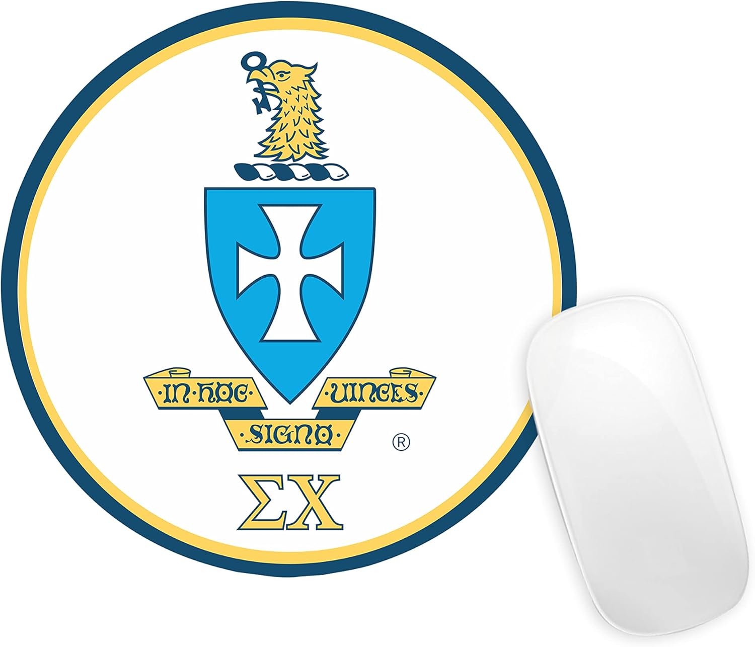 Sigma Chi Fraternity Mouse Pad for Laptop or Computer, Waterproof Non-Slip Rubber Base Mousepad, Mouse Pads for Home, Office & Gaming 8.0 x 8.0 x 0.12 inches (Sigma Chi #9)
