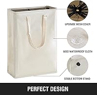 Vista 4 de TECHMILLY Cesta de lavandería delgada con asas largas ajustables, cestas pequeñas de lavandería de 45L con parte superior de malla, cesta de ropa