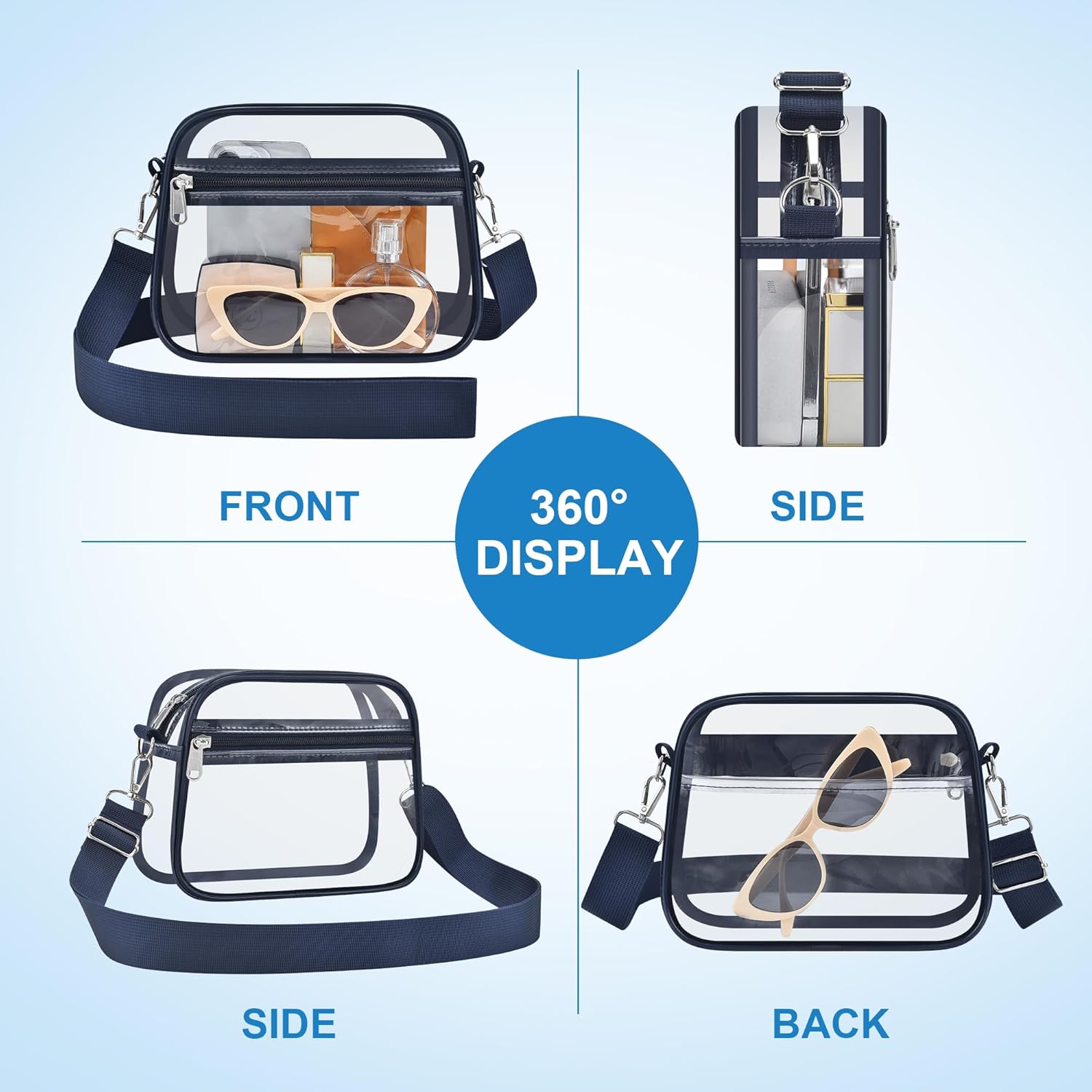 Clear Bag for Stadium Events Mini Small Clear Purse for Women & Men's Shoulder Bag for Concert Sport Game Day | Stadium Approved, Under Size 12x12x6, for Stadium Events