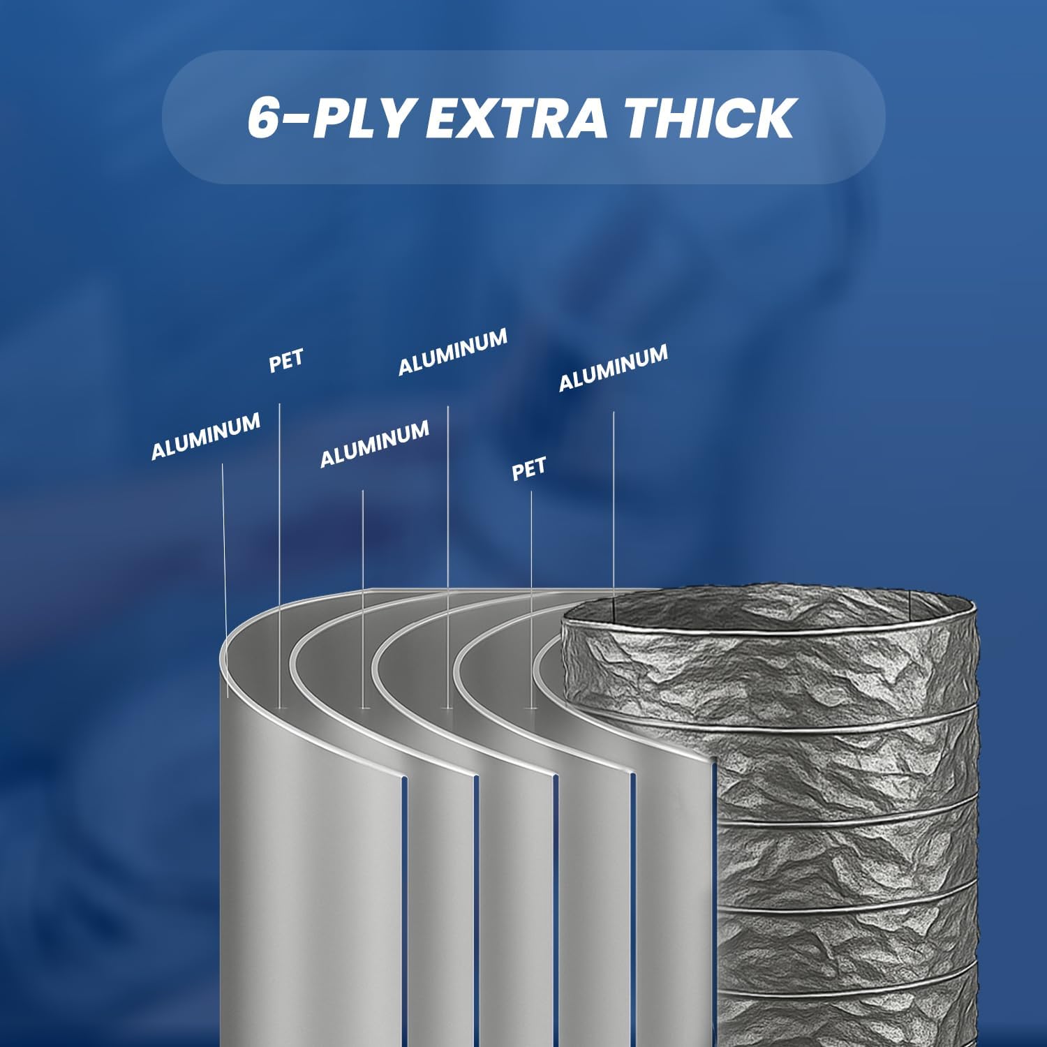 Dryer Vent Hose 4 Inch x 3FT - Flexible Aluminum Dryer Hose with 2 Clamps - Heavy-Duty 6-Layer Dryer Vent Hose for Tight Spaces, HVAC, Bathroom, and Kitchen Exhaust Ventilation