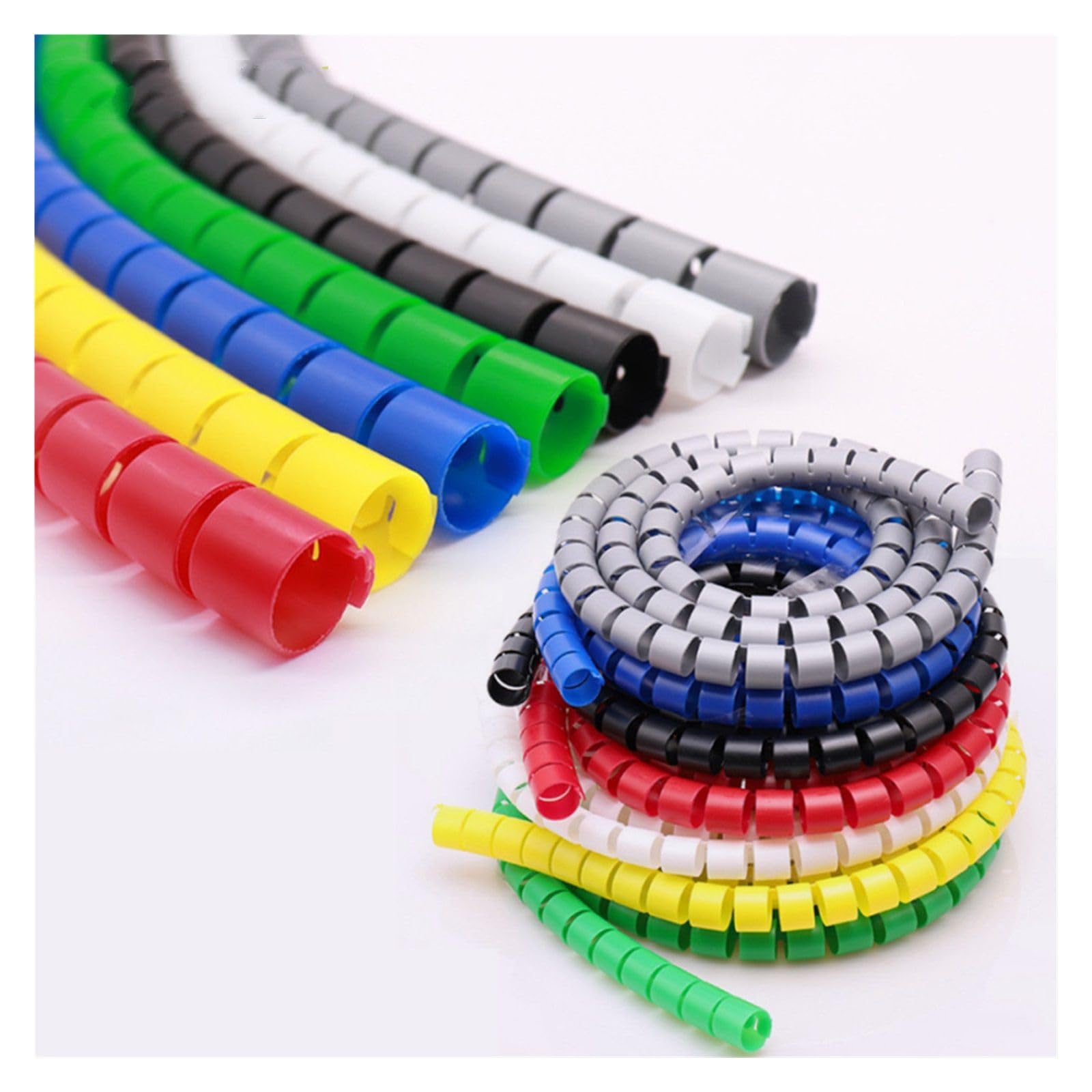 Spiral Wrap Cable Tube Tidy Spiralkabelschutz 8-35 mm, 1-10 m, Mehrfarbig(Black,25 MM-10 Meters)