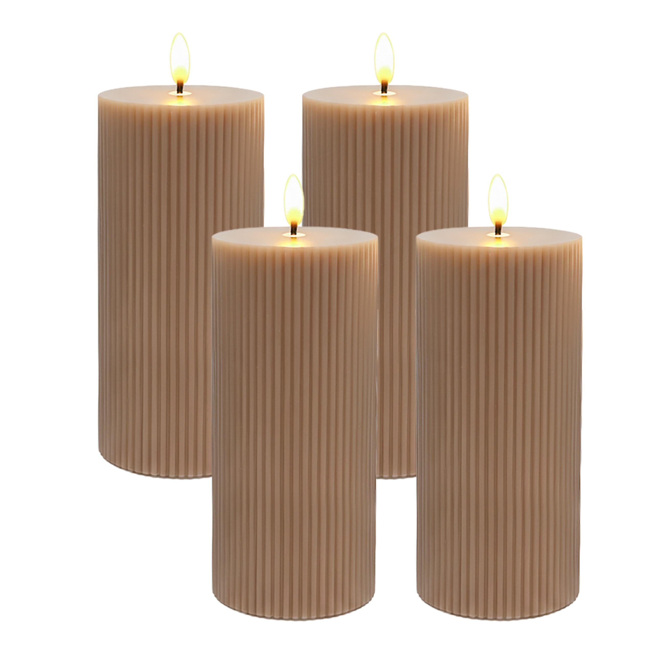 Bougies LED sans flamme de 18 cm en cire véritable moka vacillante