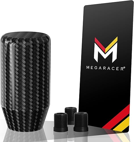 Mega Racer Pomo de cambio de fibra de carbono real de 2.8", vehículos de transmisión manual de 4, 5 y 6 velocidades y automáticos sin botones, 100%
