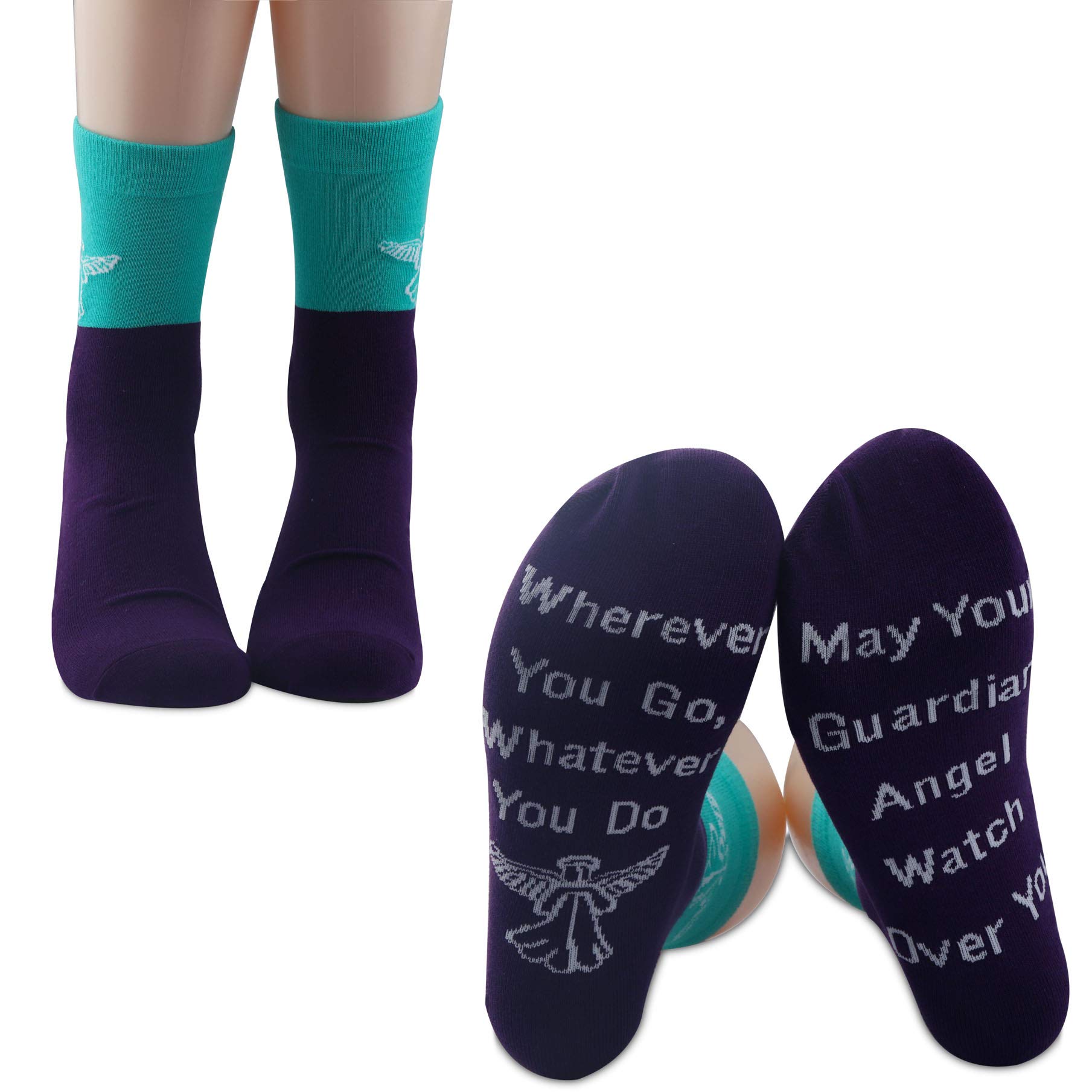 PXTIDY2 Pairs Sweet 16 Gifts Guardian Angel Socks Wherever You Go May Your Guardian Angel Watch Over You Daughter Niece Gift