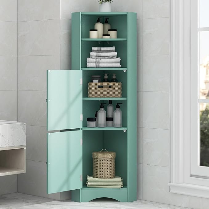 Amazon.com: JIVOIT 61'' H Tall Bathroom Corner Cabinet, Modern Triangle ...