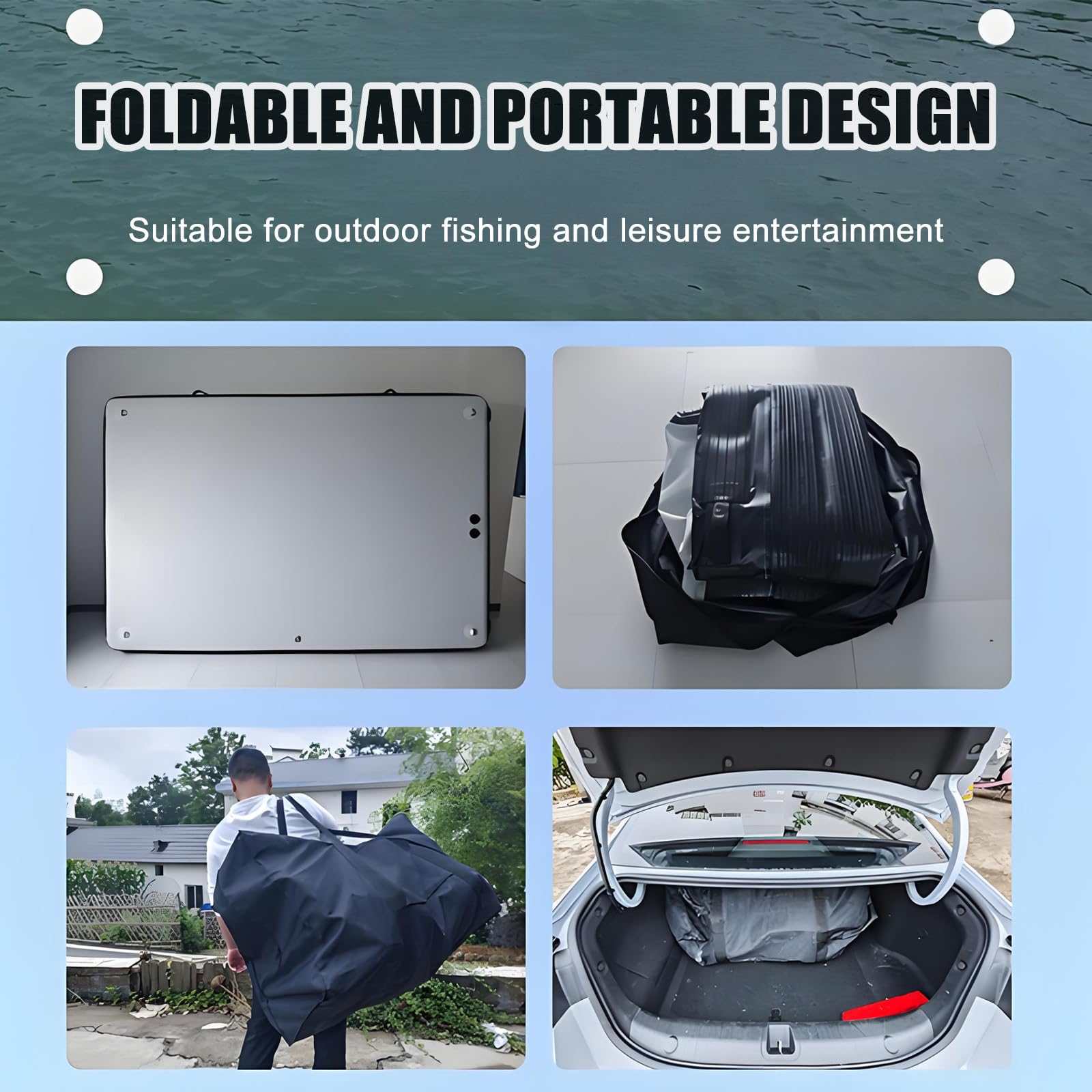 Ultimatives Aufblasbares Schwimmendes Angeldock: 30 cm (11,8 Zoll) Dicke, Salzfeste Wände, 200 Kg (440 Lbs) Tragkraft, Für Camping/Strände, Geeignet Für 1–3 Erwachsene 3M