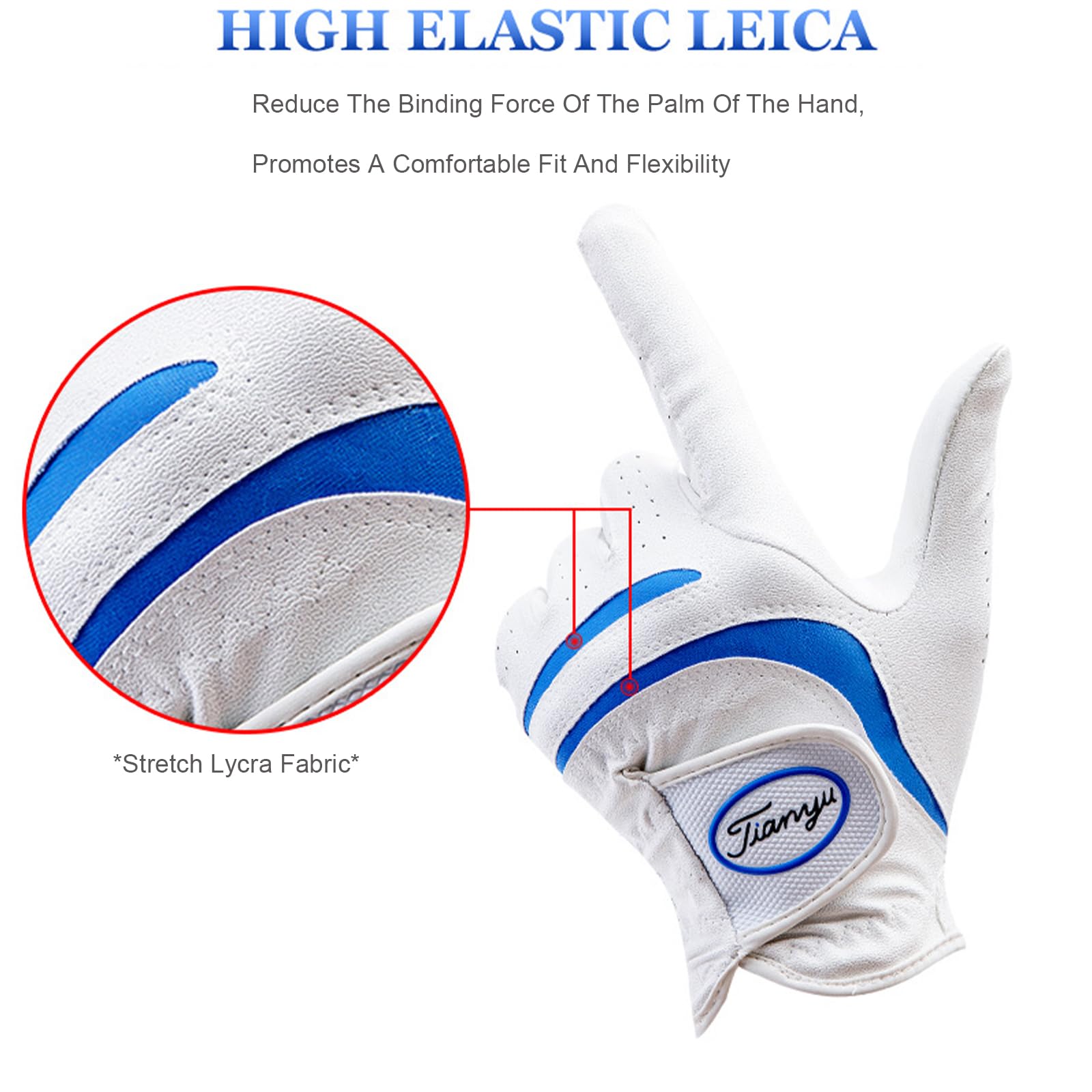 Pack 1 Pièces Gants de Golf en Peau d'agneau pour Hommes Main Gauche avec Granules Antidérapants Doux Respirant Résistant à l'usure Gant de Golf pour Hommes,Black,25(Length19cm)