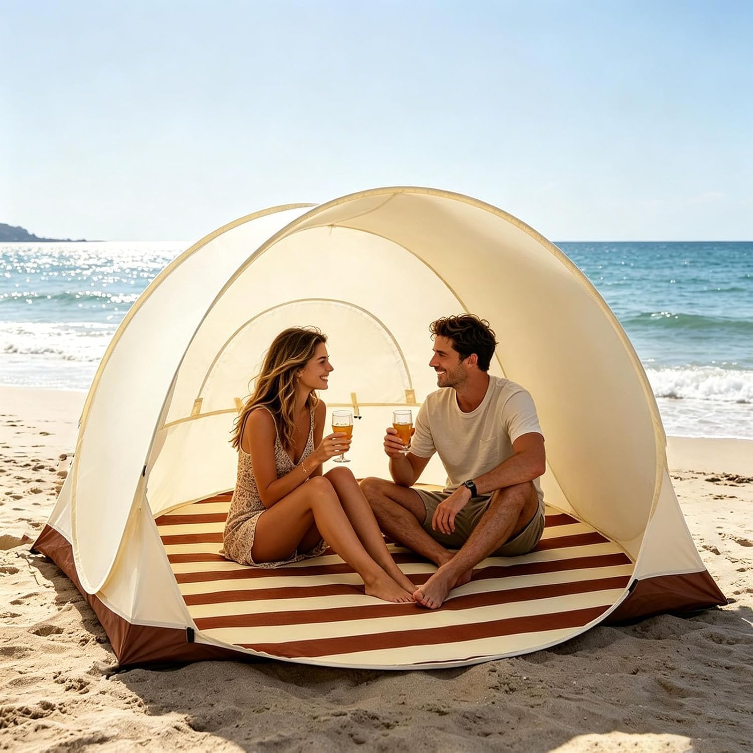 SANJSJHXJ Beach shelter tent pop up, instant setup baby sun tent with mosquito net, shade tent for camping trip,2–3 people