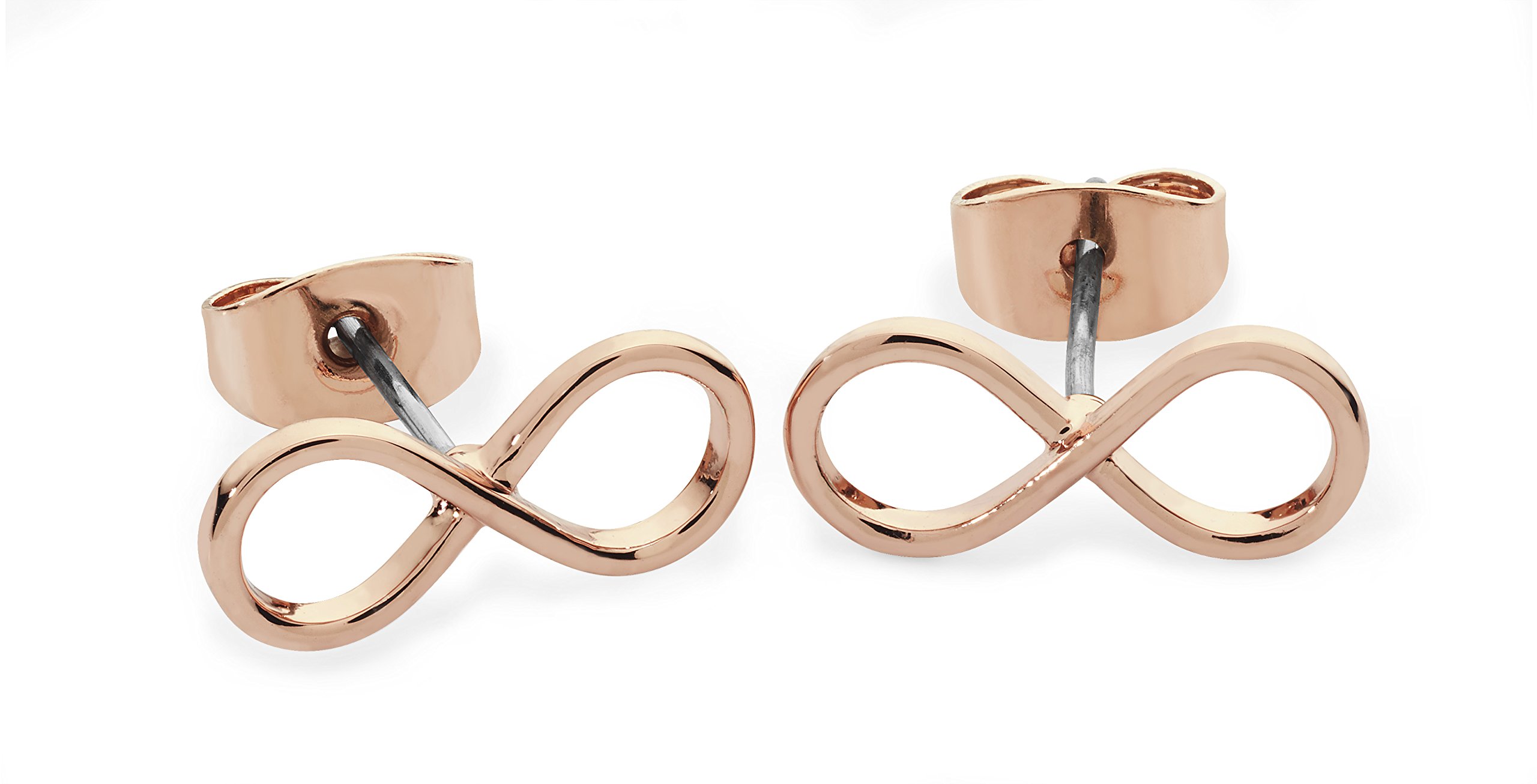 Bailey & Brooke Rose Gold Simple Infinity Stud Earrings