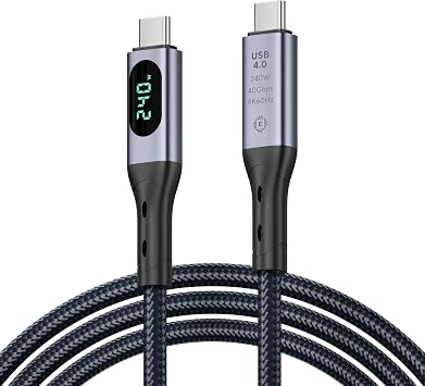 SOOPII LED Ekranl  USB4 Kablosu, 8K Video, Max 40Gbps Veri Aktar m , 240W USB C - USB C  arj Kablosu, lPhone 16, MacBook, Thunderbolt 3, Monit r, Yerle tirme  stasyonlar  3.3 ft ile uyumlu