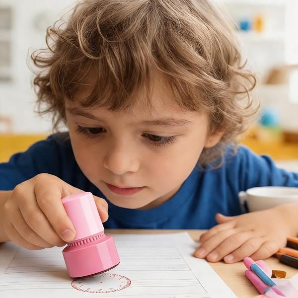 Generisch Sello de reloj, juguete portátil, divertido y educativo para aprender la hora, relojes sello educativo - para niños, juguetes educativos portátiles para el hogar, pintura artística - 3