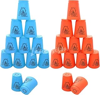 24Pcs Quick Stacking Cups, Top Grade Materials Low Friction Sports Stacking Set, Great Gift Idea for Challenge Competition Game Training (Blue & Red)