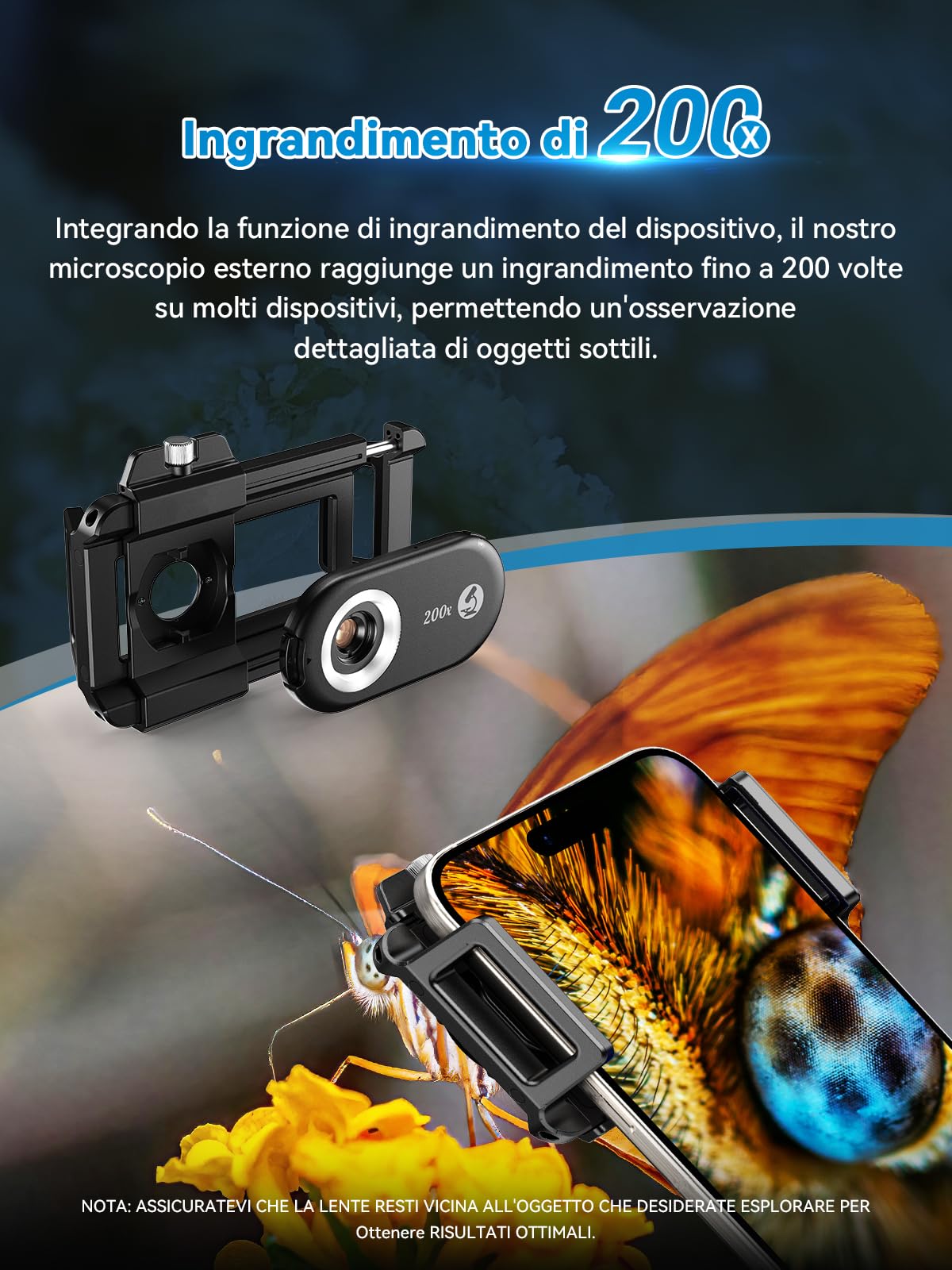 Microscopio Smartphone APEXEL 200X - Esplora il Microscopico - Dettaglio