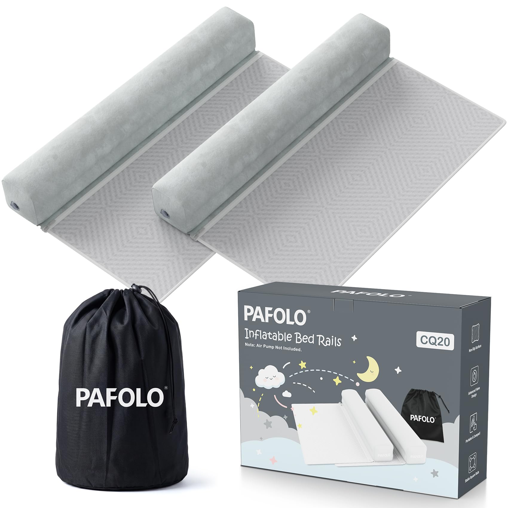 Pafolo Bettgitter für Kleinkinder, Grau, 2 Stück