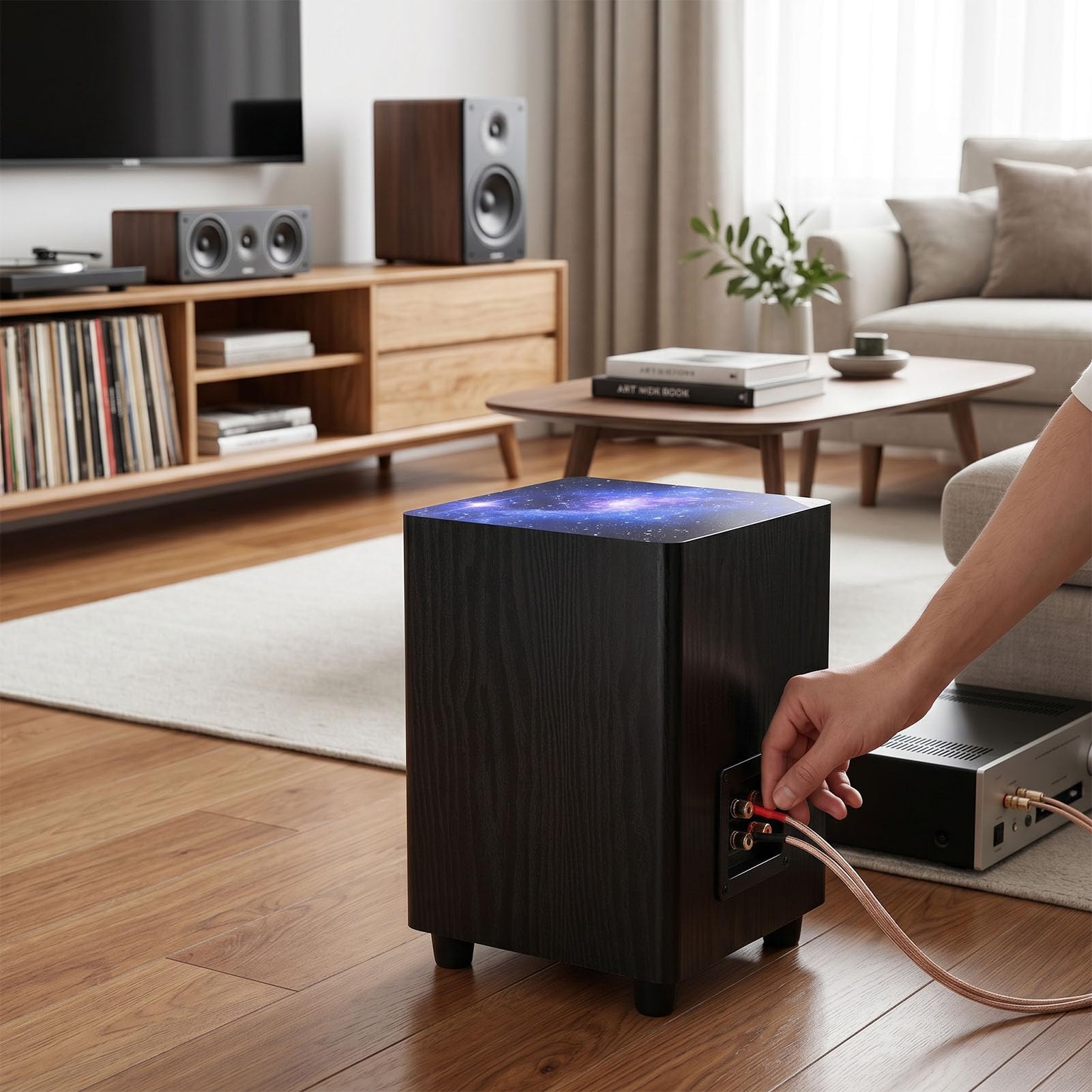 Asixxsix Subwoofer Passivo da 6,5 ​​pollici, Suono Potente, Bassi Pesanti, Potenza 100 W, Cabinet in MDF, Base Rialzata, Altoparlante Passivo per Audio da Studio Home Theater, Feste