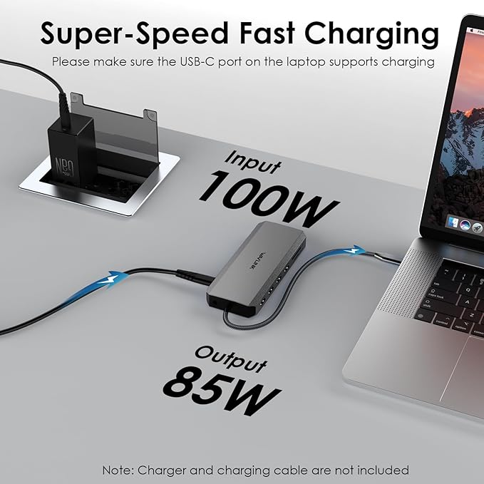 WAVLINK USB C Docking Station Hub Triple Monitor 13 Puertos Gris miniatura 5
