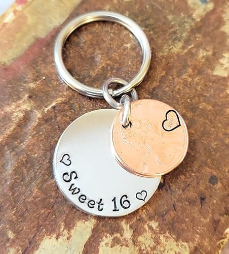 Miniatura 3 de Sweet 16 Happy 16th Birthday Lucky Copper 2007 Penny Key Chain for New Driver Gift