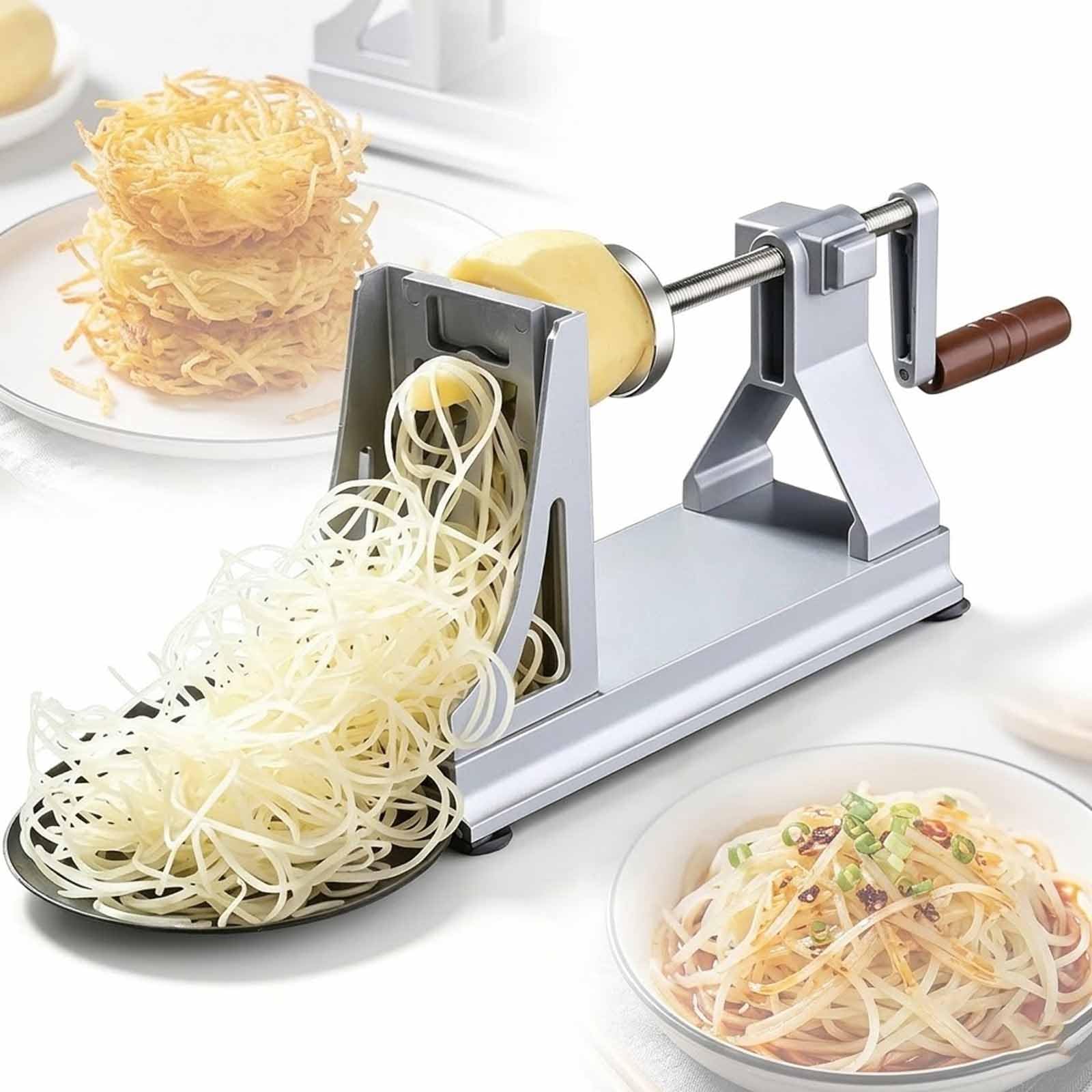 Máquina de patatas ralladas con corte tipo fideo y mango de rodillo cómodo