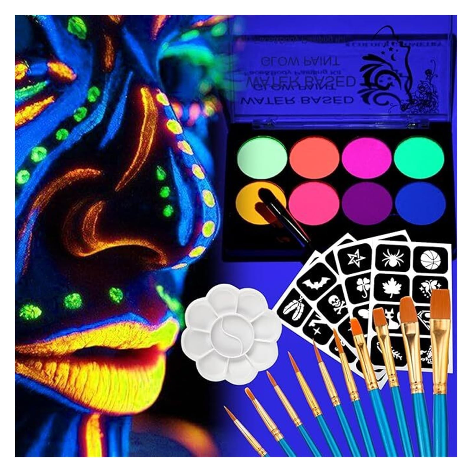 paleta de pintura corporal Set de pintura fluorescente para la cara y el cuerpo(SET-C)