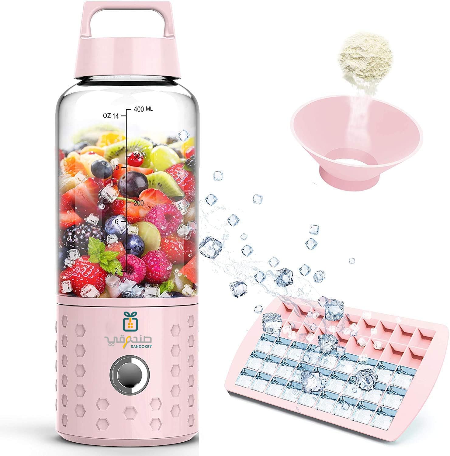 Portable Blender, Mini Blender for Shakes and Smoothies, Small Blender Smoothie Maker for Travel, Personal Blender for Baby Food - 500ml (Princess Pink)