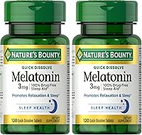 Vista 9 de Nature's Bounty Melatonina, Promueve la Relajación y el Sueño, Ayuda para Dormir 100% Libre de Medicamentos, 3 mg, 120 Comprimidos de Disolución