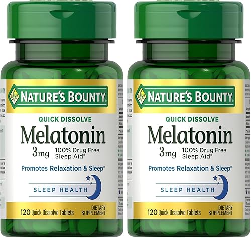 Miniatura 9 de Nature's Bounty Melatonina, Promueve la Relajación y el Sueño, Ayuda para Dormir 100% Libre de Medicamentos, 3 mg, 120 Comprimidos de Disolución