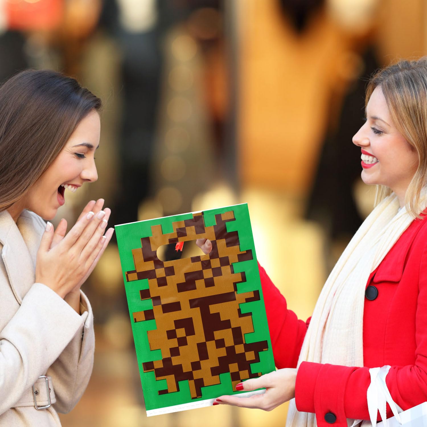 16 Pcs Pixel Theme Gift Box Bags, Pixel Miner Party Favors Decorations Gift Boxes - View #3