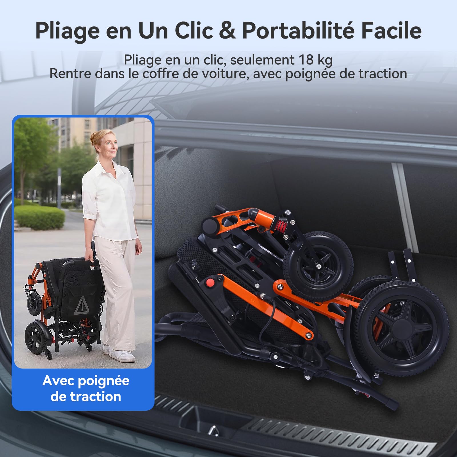 XP02 Fauteuil roulant électrique,alliage de magnésium aéronautique,pliable,18,3 kg,batterie lithium,charge 150 kg, autonomie 25 km,compact,nomade,pour déplacements quotidiens des seniors.