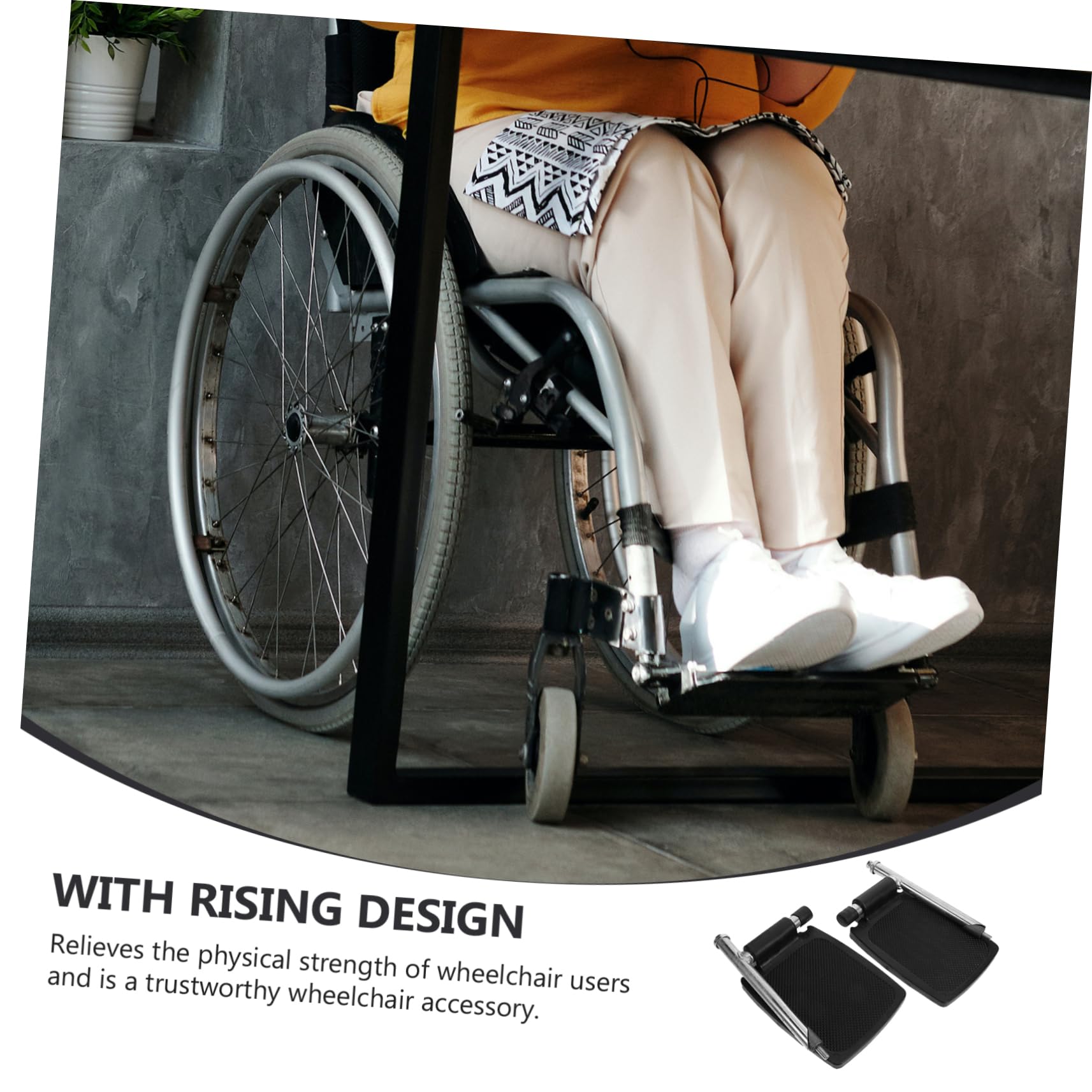 Reposapiés de Silla de Ruedas de Aluminio Negro Soporte | Par de Repuesto, Diseño Elevado, Protección Antideslizante, Adaptación para Uso Diario