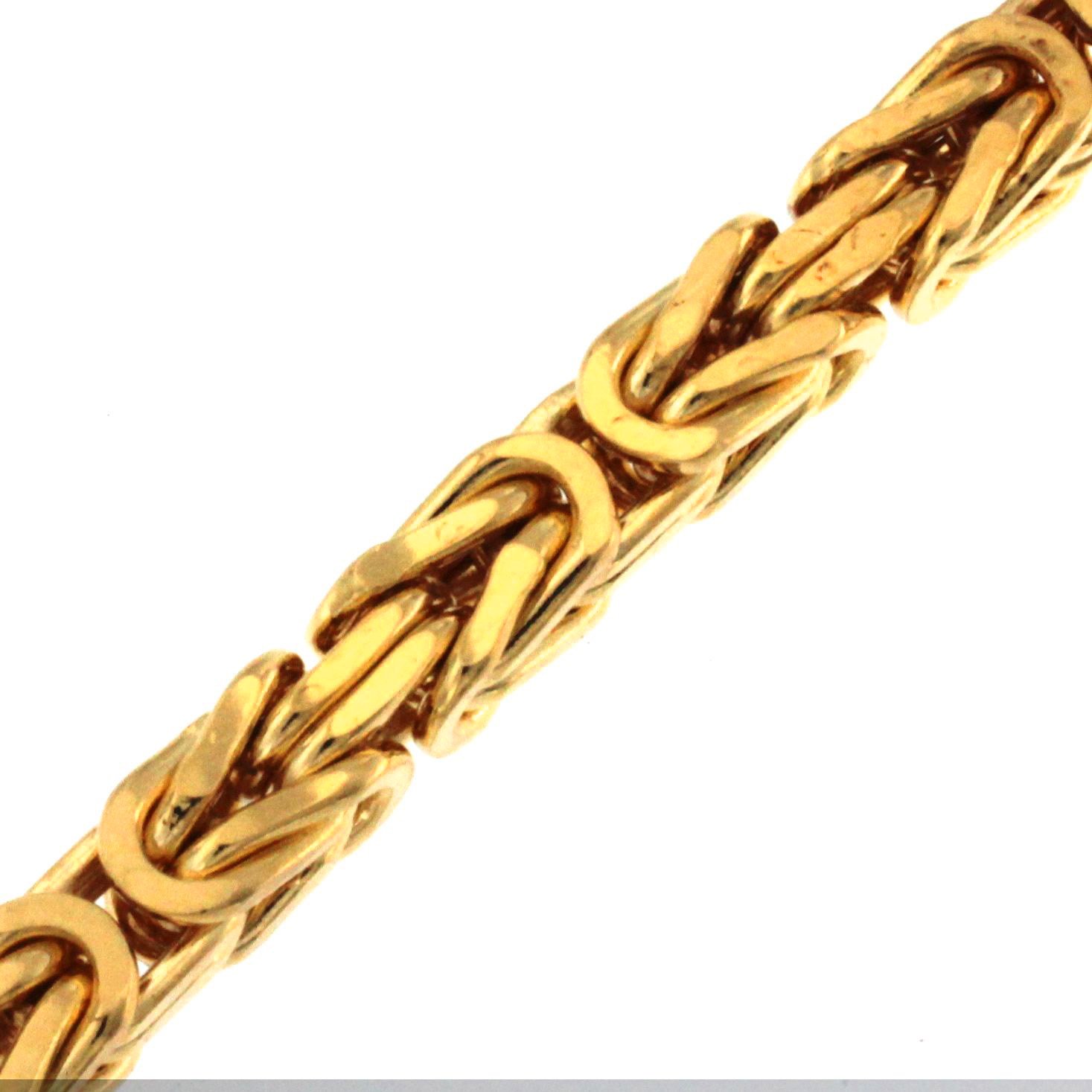 Bracelet byzantin carré - Chaîne italienne originale - Plaqué or 18 carats ou doublé - 5 mm de large - Longueur au choix
