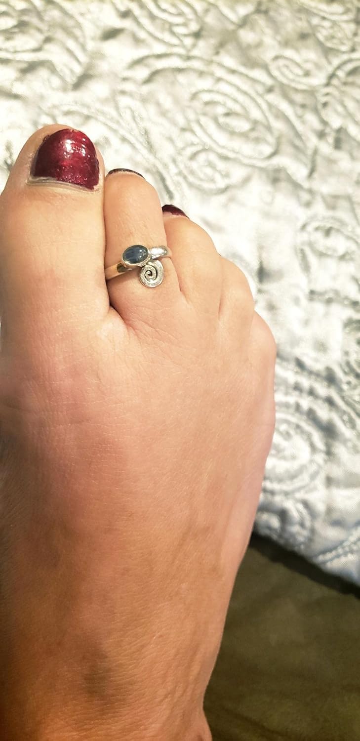 Avicrafts Labradorite Stone 925 Sterling Silver Toe ring- Midi Ring Girls Women Body Jewelry Adjustable Ring Handmade Natural Gemstone - Image 6