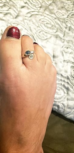 Miniatura 6 de Avicrafts Anillo de plata de ley 925 con piedra de labradorita, anillo midi para niñas y mujeres, joyería corporal, anillo ajustable para el dedo