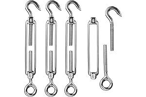 Reedny Turnbuckle Hook, 4Pcs M6 304 Stainless Steel Hook and Eye Turnbuckle...