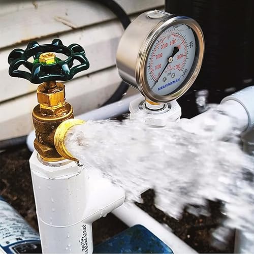 Miniatura 6 de MEASUREMAN - Manómetro relleno de líquido, tamaño del dial de 2.5 pulgadas, 0 a 1000 psi7000 kPa, caja de acero inoxidable 304, montaje inferior NPT