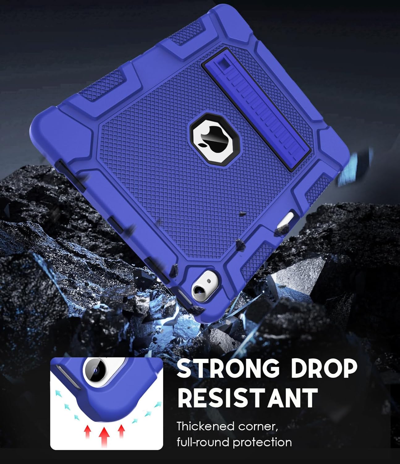 Case for iPad Air 13-inch (M3/M2) 2025/2024, [Built-in Pencil Holder] Heavy Duty Shockproof Rugged High Impact Protective Case for 13 inch iPad Air (2025/2024 Version), Dark Blue - Image 4