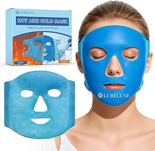 Máscara de refrigeração facial, máscara de gel refrescante rosto, máscara de gel frio e calor facial, uso em ambos os lados, fornece frescura e sensação de bem-estar, limpeza fácil